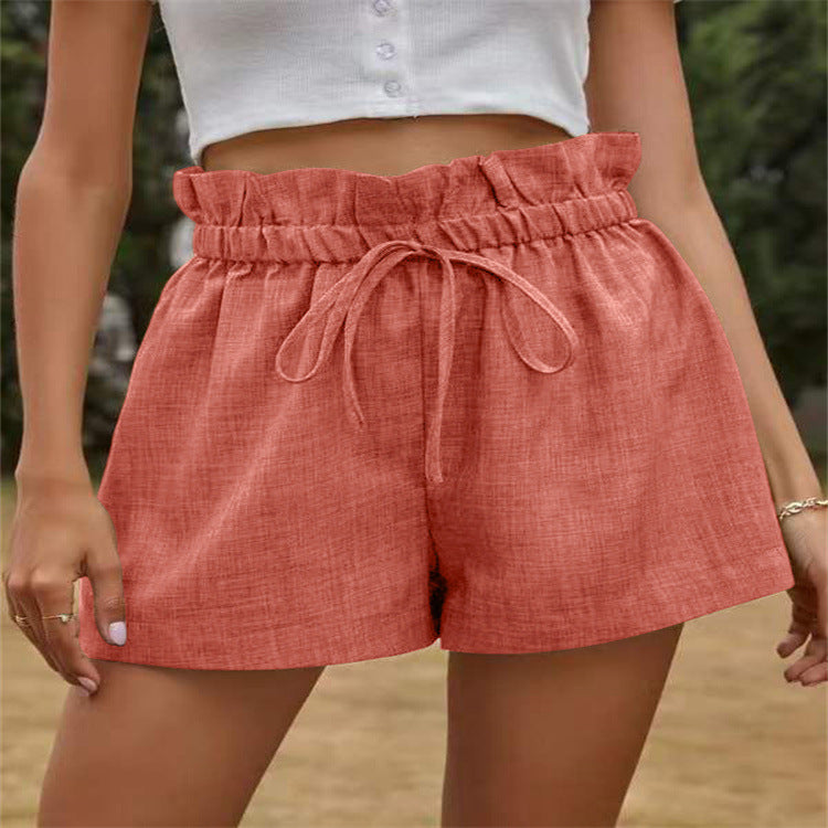 High Waist Lace-Up Loose Wide Leg Shorts