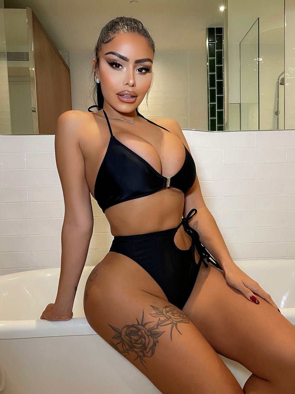 Solid Color Bikini Swimwear