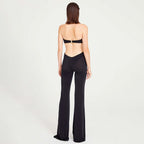 Women's Autumn Winter Halter Trousers Jumpsuit Golden Floral Sleeveless Backless