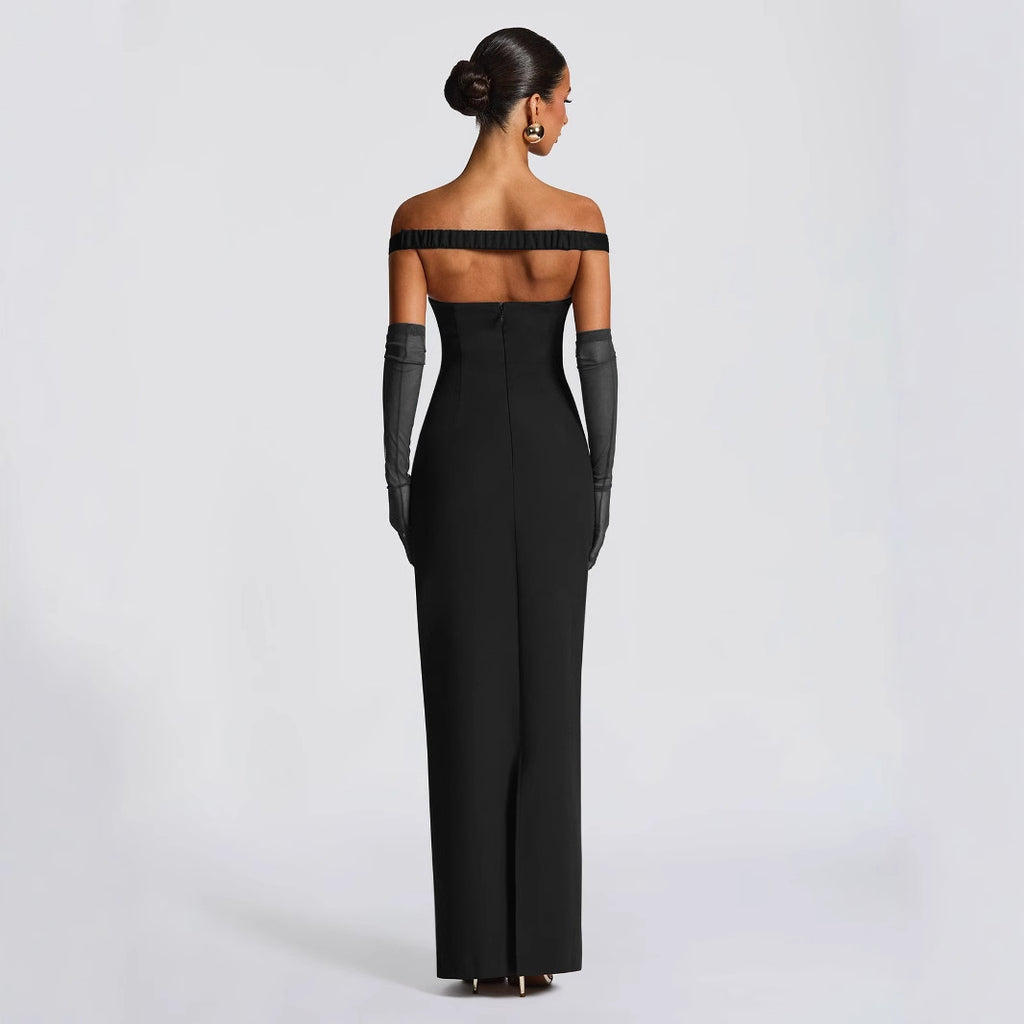 Women's Strapless Ruched Backless Bodycon Dress