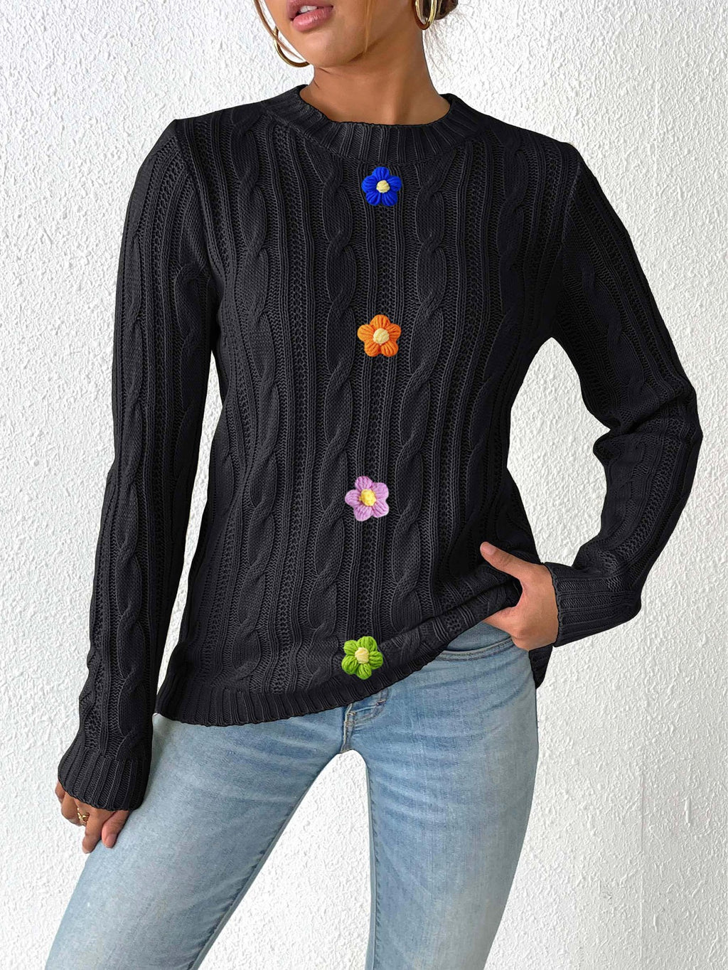 Black Vertical 4 Flowers