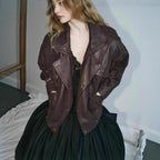 Women's Vintage Brown Faux Leather Coat