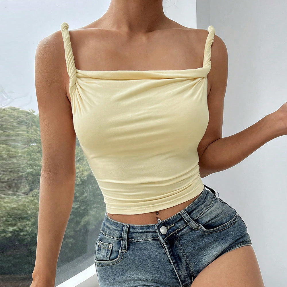 Women's Twist Camisole Short Slimming Solid Color Top