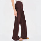 Women Clothing Imitation Acetate Satin Wide Leg Pants Boutique High Waist Elastic Drape Solid Color Trousers for Women