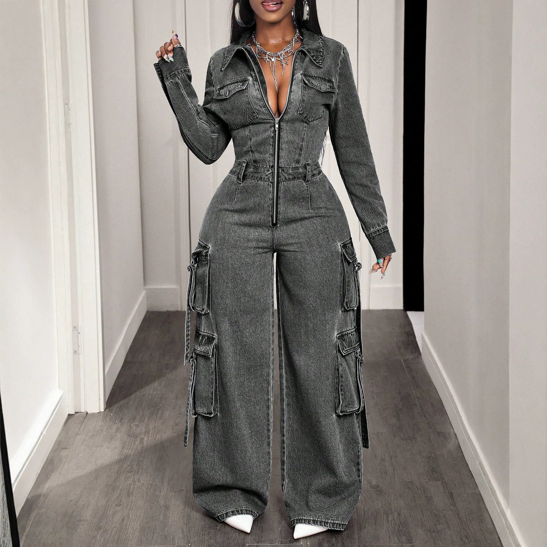 Casual Women Denim Overalls Jumpsuits