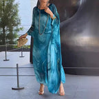 Summer New America Elegant Office Chiffon Printed Dress Marble Texture