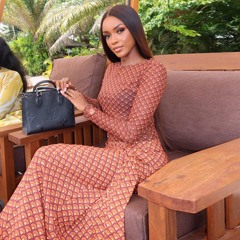 Women's Pleated Long Sleeve Dress