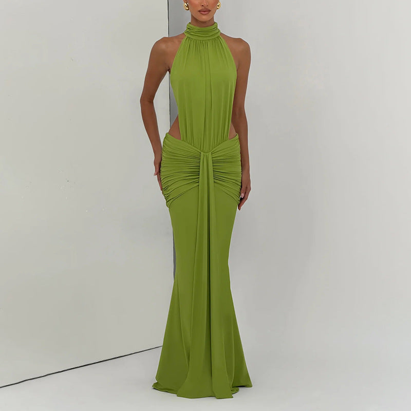 Women's High-Neck Backless Sheath Dress