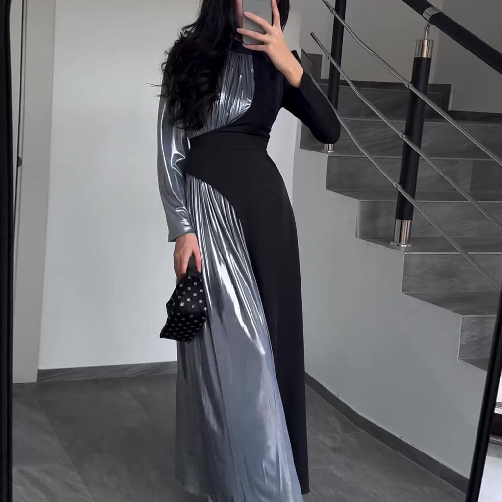 Asymmetric Slim Fit Belted Maxi Dress