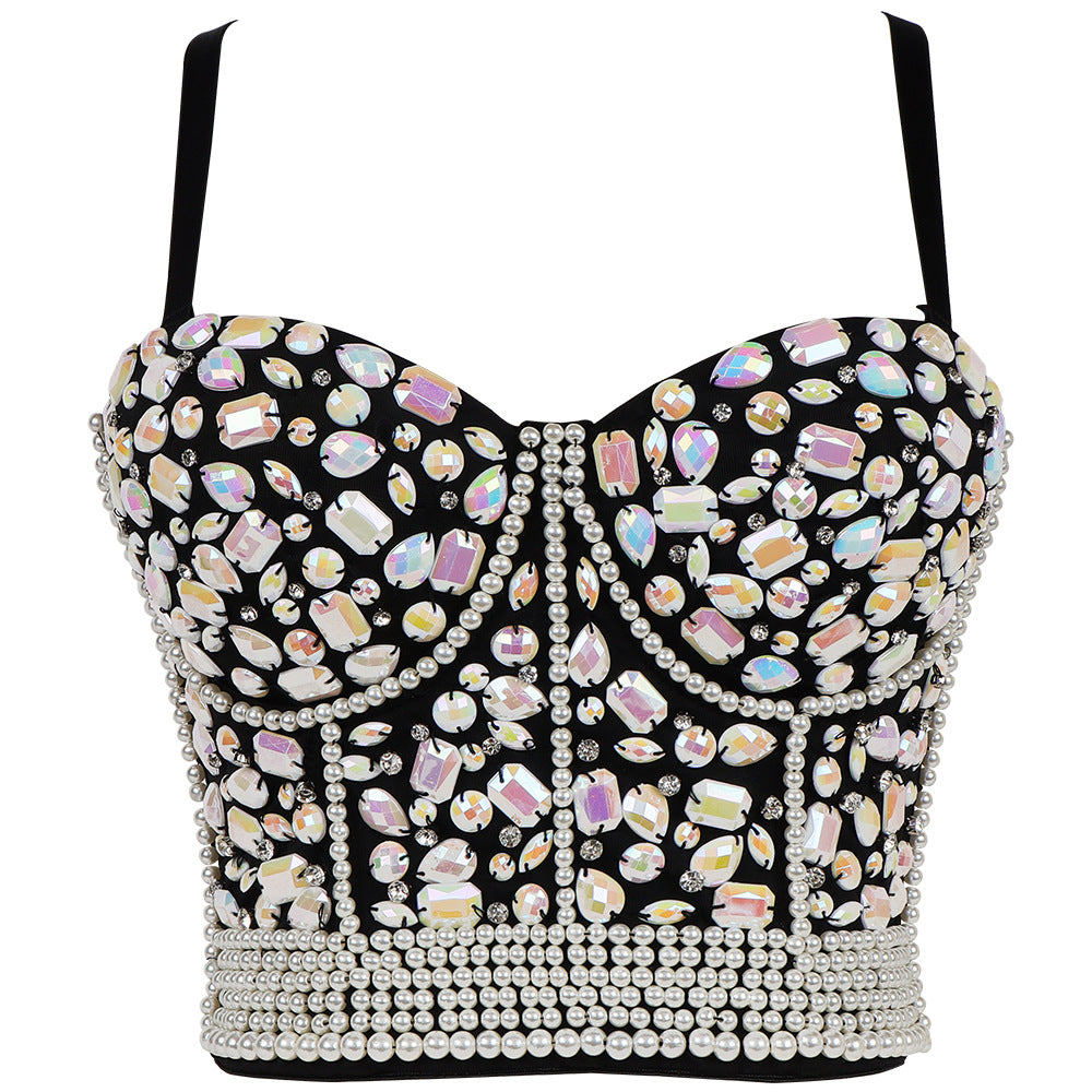 Women's Rhinestone Beaded Corset Top
