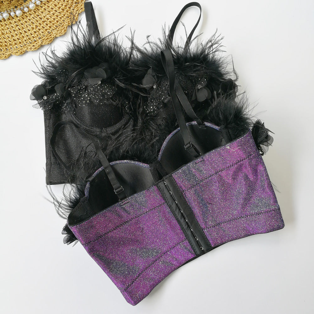 's Camisole Independent Stand Feather Wrapped Chest Colorful