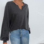 Women’s Gray Loose V Neck Office Top