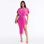 Women's Pleated Short Sleeve Dress