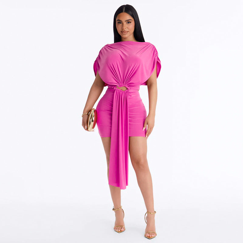 Women's Pleated Short Sleeve Dress