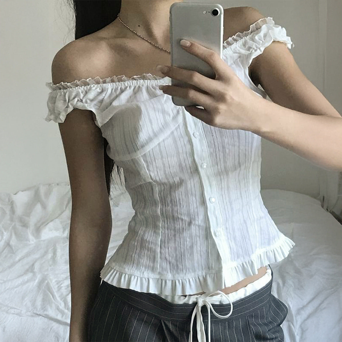 Women's Cold Shoulder Sleeveless Cardigan Shirt