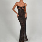 Women's Autumn Sexy Suspender Tight Dress Lace Backless Split Polka Dot Dress