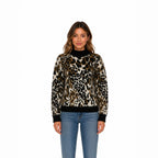 Women's Leopard Print Mock-Neck Sweater