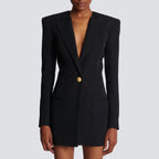 Collared Long-Sleeve Blazer Mini Dress