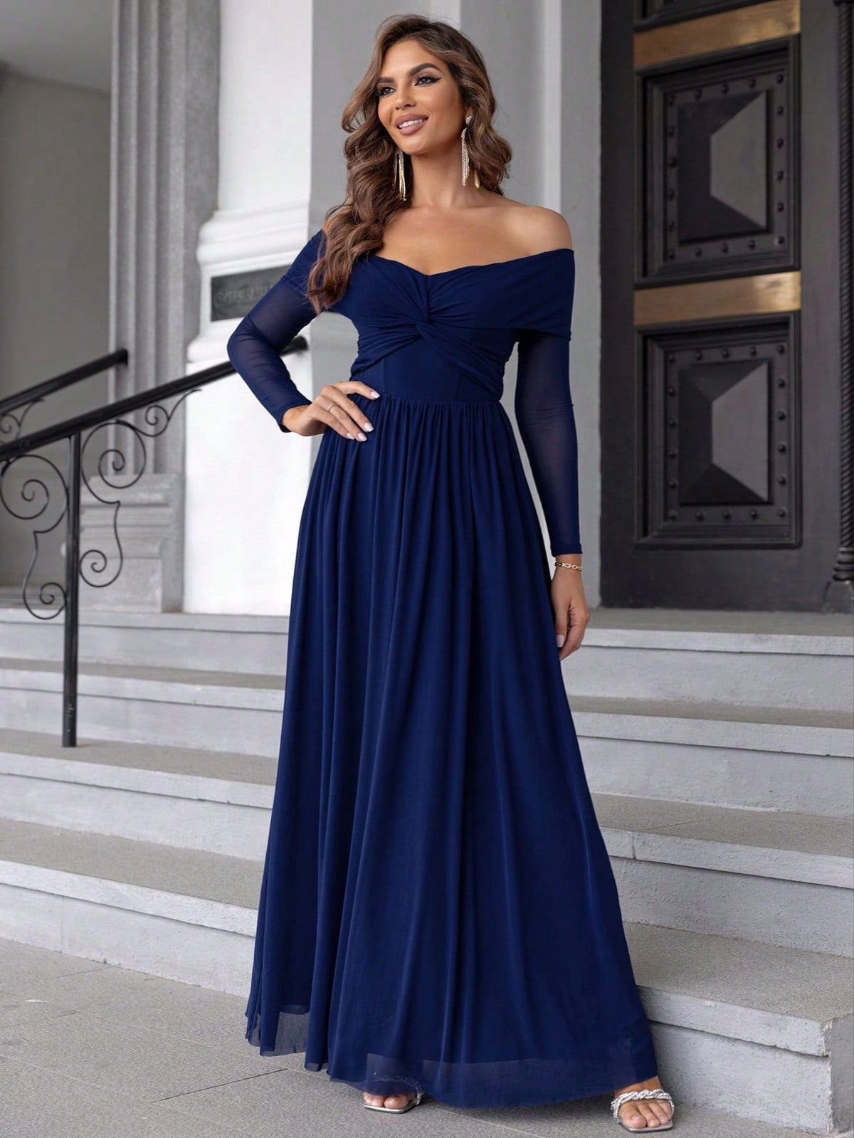 Women's Off-Shoulder Mesh Dress