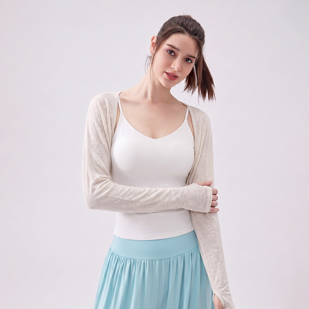 Loose Breathable Yoga Jacket Long Sleeved Exercise Workout T Blouse