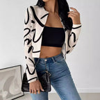 Abstract Print Open-Front Jacket