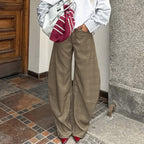 Spring Arrival Niche Design Plaid Matchet Pants Casual Skirt