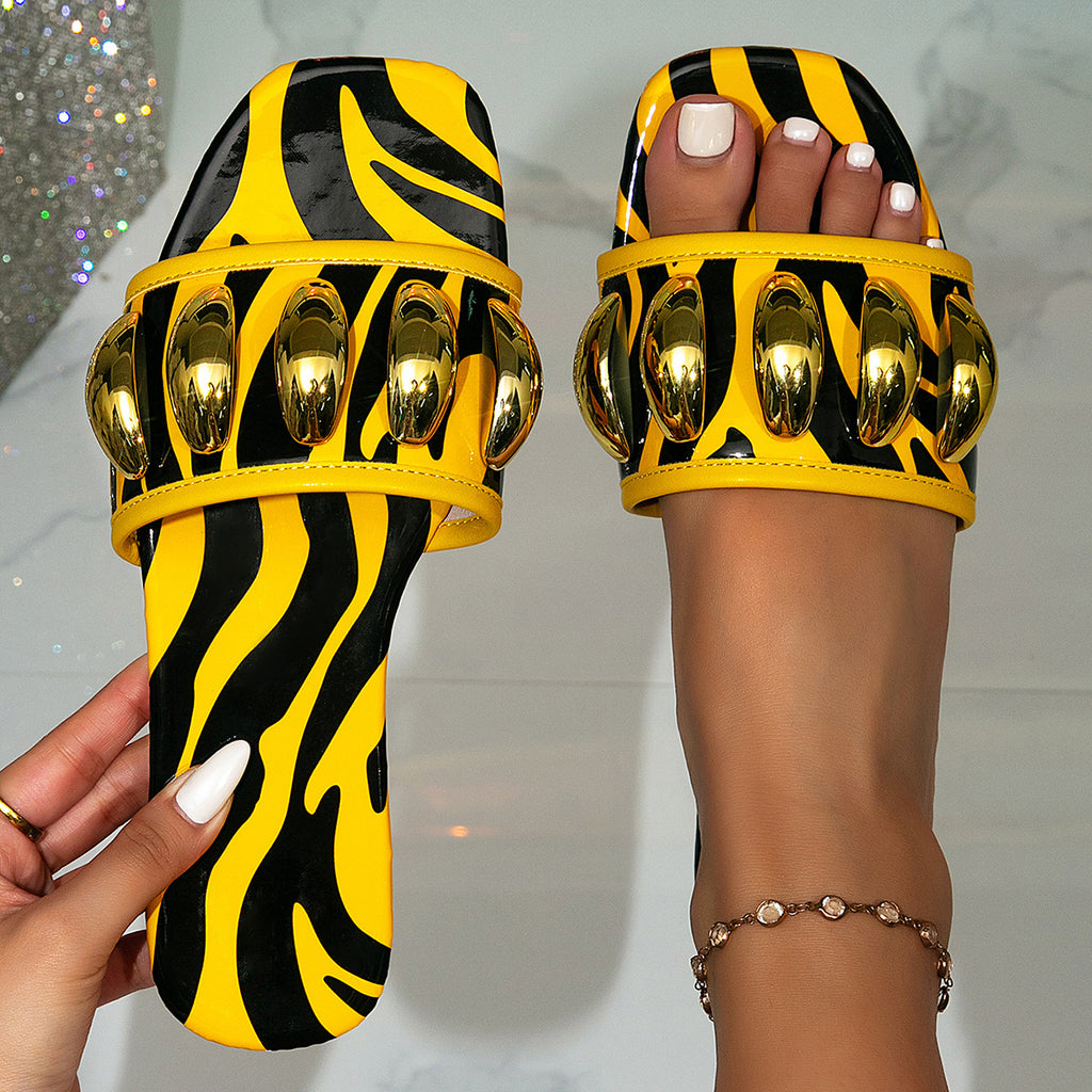 Women's Zebra Pattern Sandals Outer Wear High Heels Stiletto Heel Square Toe Open Toe Transparent Sandals