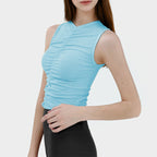Women's 's Sleeveless Vest Pleated Design Pilates Yoga Clothes Casual Top
