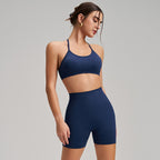 Seamless Thin Strap Crossing Beautiful Back Yoga Outfit Set Running Quick Drying Tight Fitting Sports Fitness Outfit Set For Women (Runs Small)