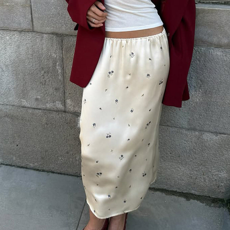 Women's Floral High-Waist Midi Skirt