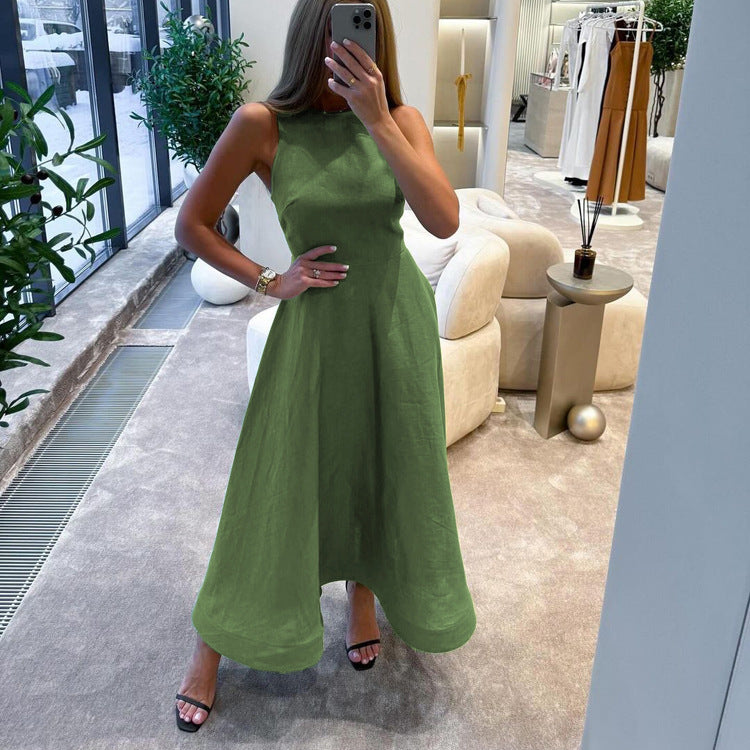 Cotton Sleeveless V-Neck Maxi Dress