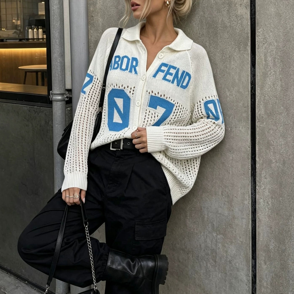 Women's Jacquard Button-Up Cardigan