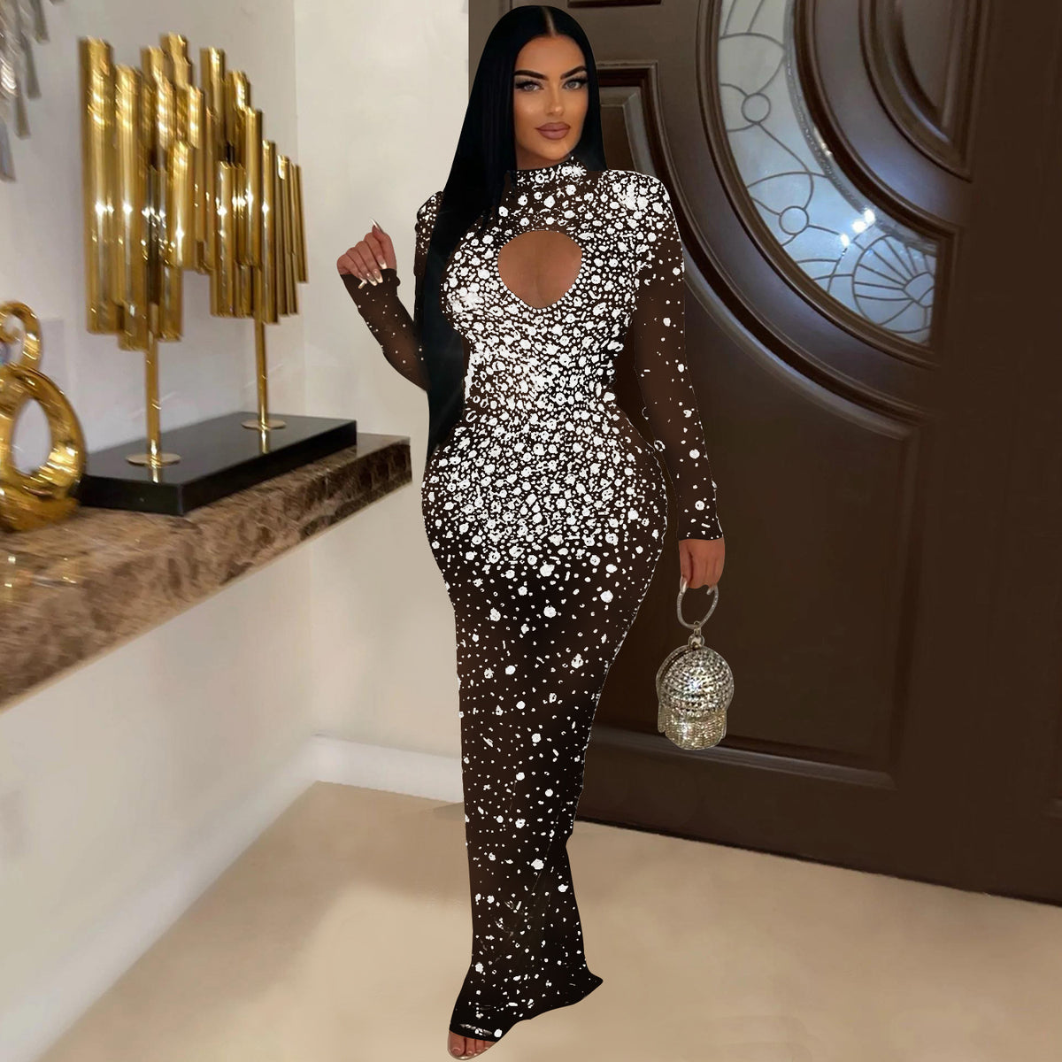 Women's Rhinestone Maxi Dress