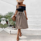 Women's Off-Shoulder Color-Block Dress