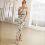 Women's Elegant Boat Neck Sequined Cocktail Sheath Fishtail Bridesmaid Dress Evening Dress Women Dress