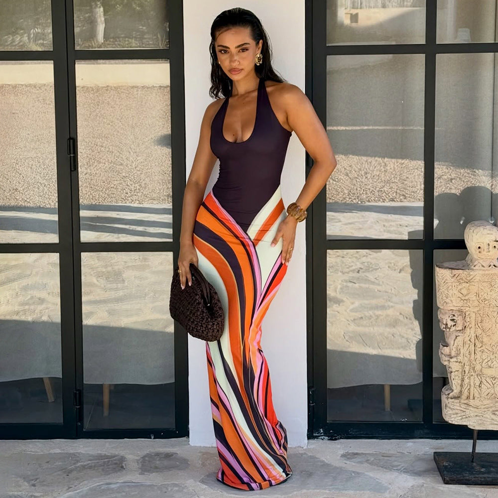 Women's Backless Halter Dress