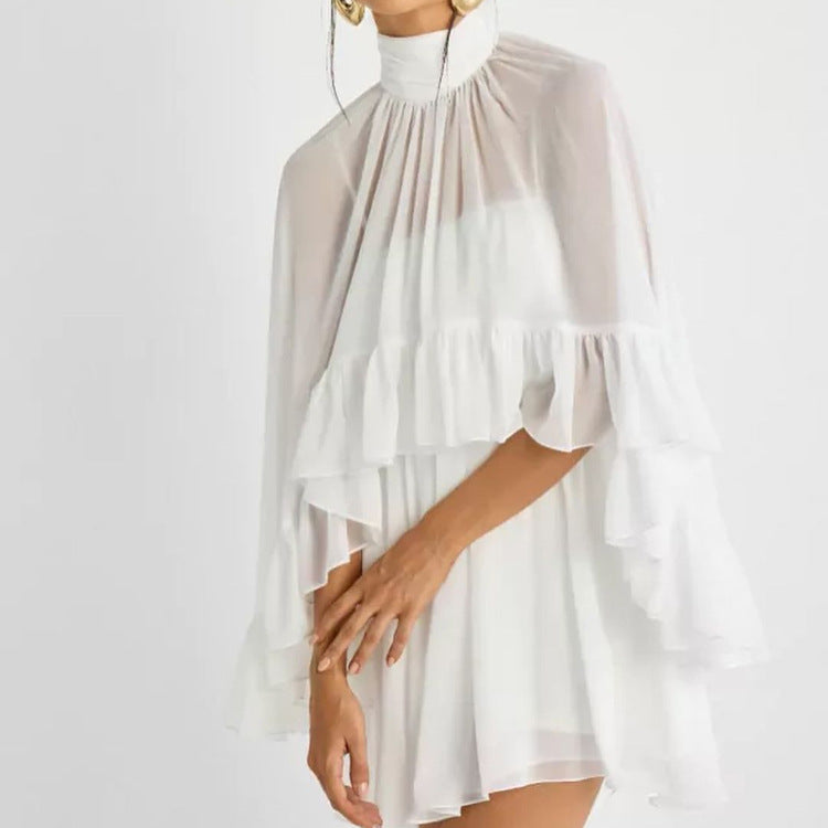Sheer Long Sleeve Top & Cami Mini Dress Set