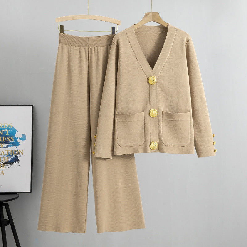 Casual Knitting Autumn Winter Metal Buckle Cardigan WL