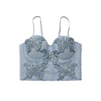 Butterfly Beaded Boning Corset Corset Slim Fit Net Drill Camisole Summer Sexy Wear Boning Corset Top