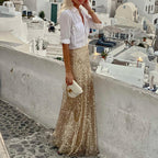 Spring Autumn Sequ Long Sequin Skirt