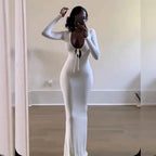 Women's Deep V-Neck Long Sleeve Sheath Dress