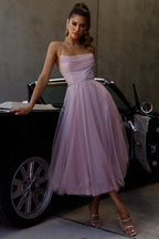 Lace-Up Backless Cami A-Line Midi Dress