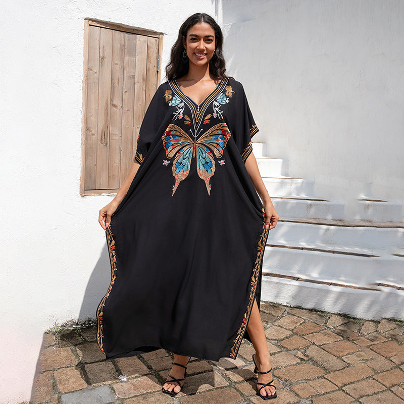 Rayon Embroidered Cover Up Swimwear