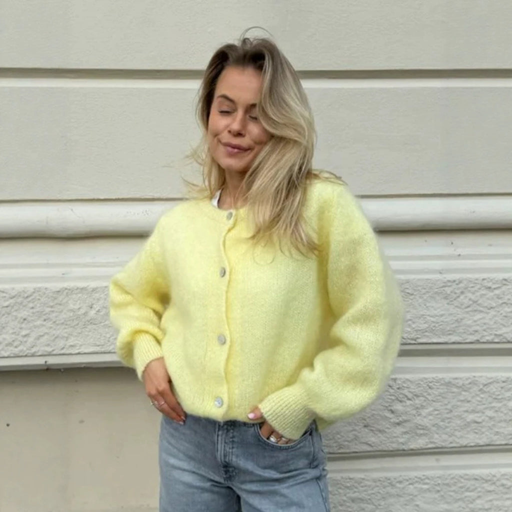 Autumn Winter Sweet Stylish Thin Single Breasted Candy Color Knitted Sweater Cardigan Women