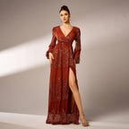 Women's Sequin V Neck Evening Dress