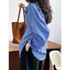 Striped Drop Shoulder Lace-Up Shacket
