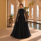 Chiffon Rhinestone Evening Dress with Shawl