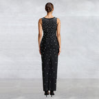 Wear Drilling U Collar Sleeveless Sheath Tight Dress