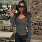 Women's Slim V-Neck Knit Top