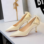 Women's Satin Bow Stiletto Pumps